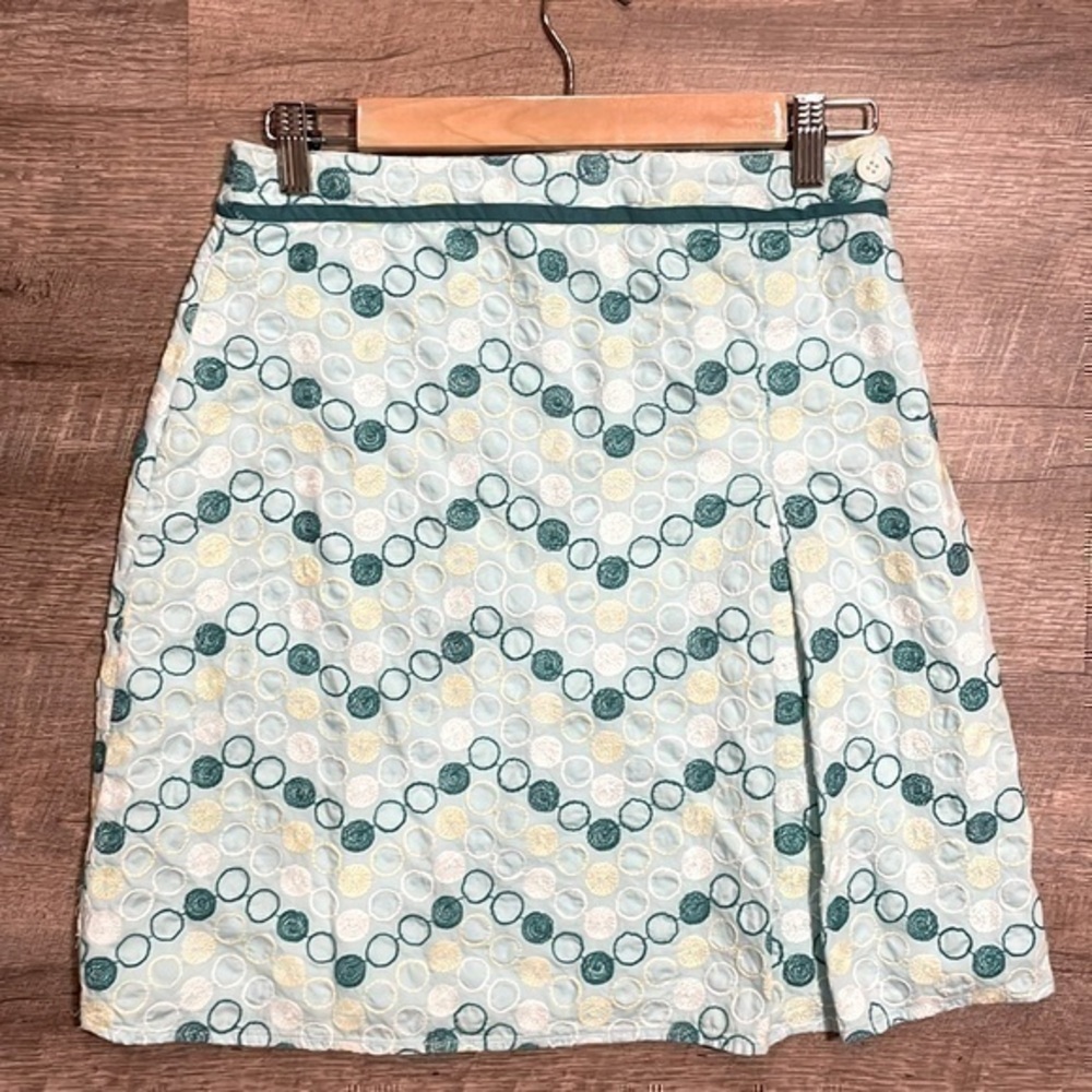 Valerie Stevens blue Embroidered polkadot skirt size 12 petite